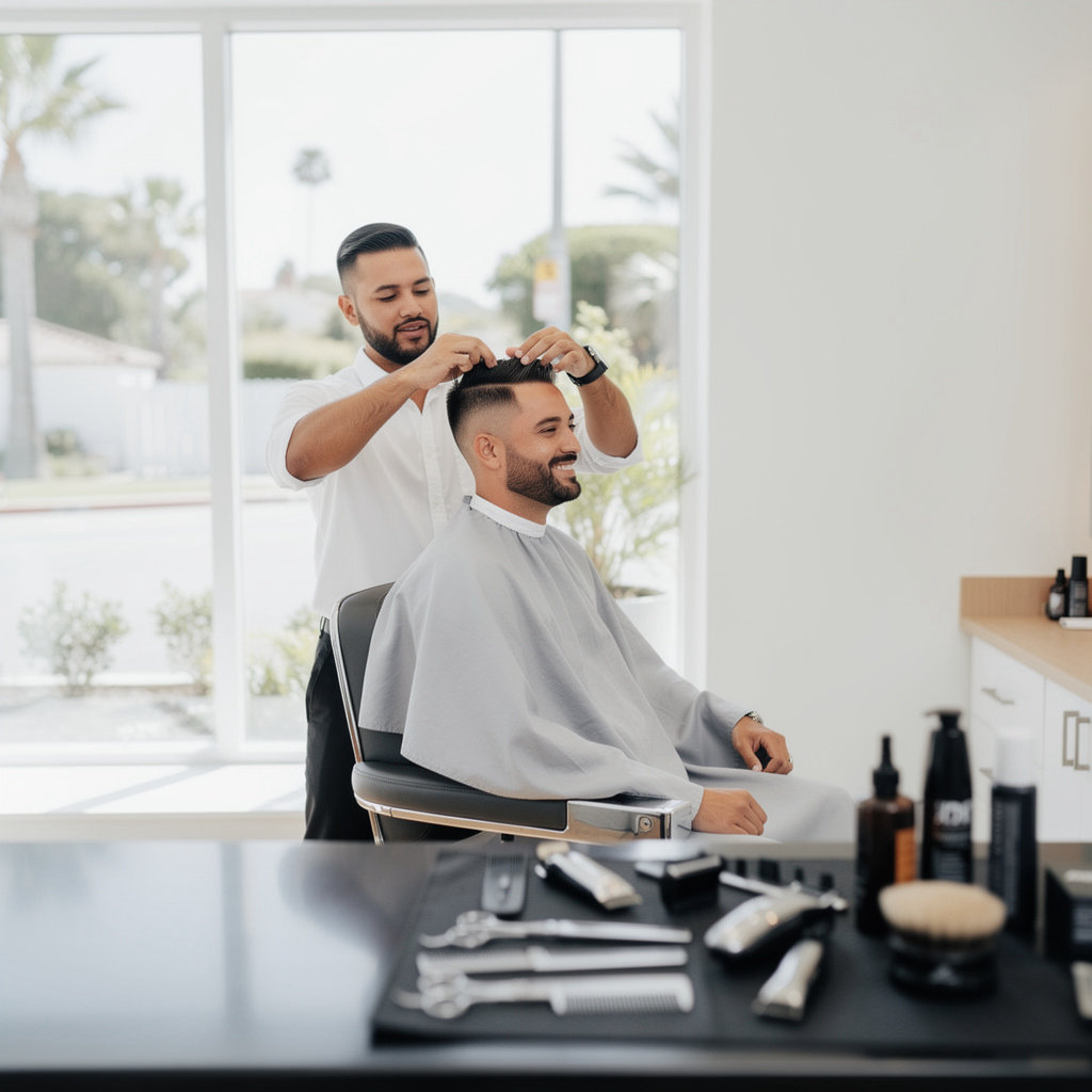 Los Amigos Barber Shop professional barber providing a quality haircut in Santa Barbara